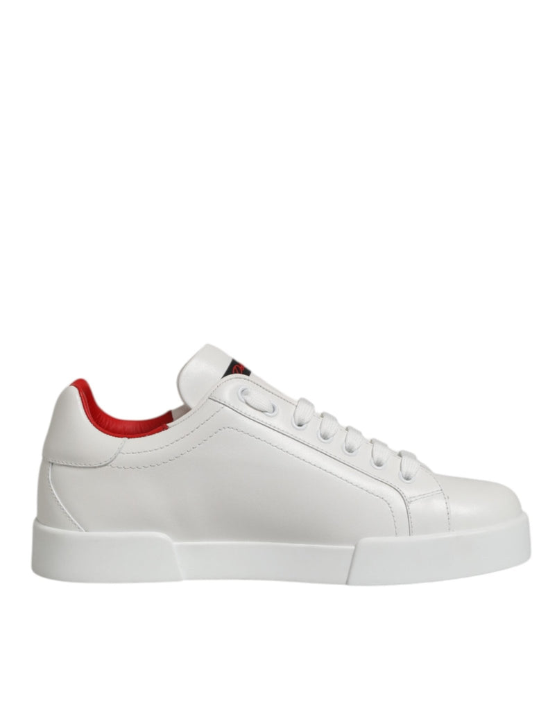 Dolce & Gabbana White Leather Lace Up Low Top Sneakers Shoes - Beyzy Store - Dolce & Gabbana