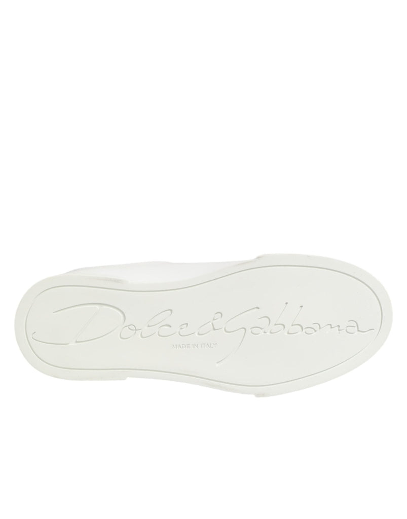 Dolce & Gabbana White Leather Lace Up Low Top Sneakers Shoes - Beyzy Store - Dolce & Gabbana
