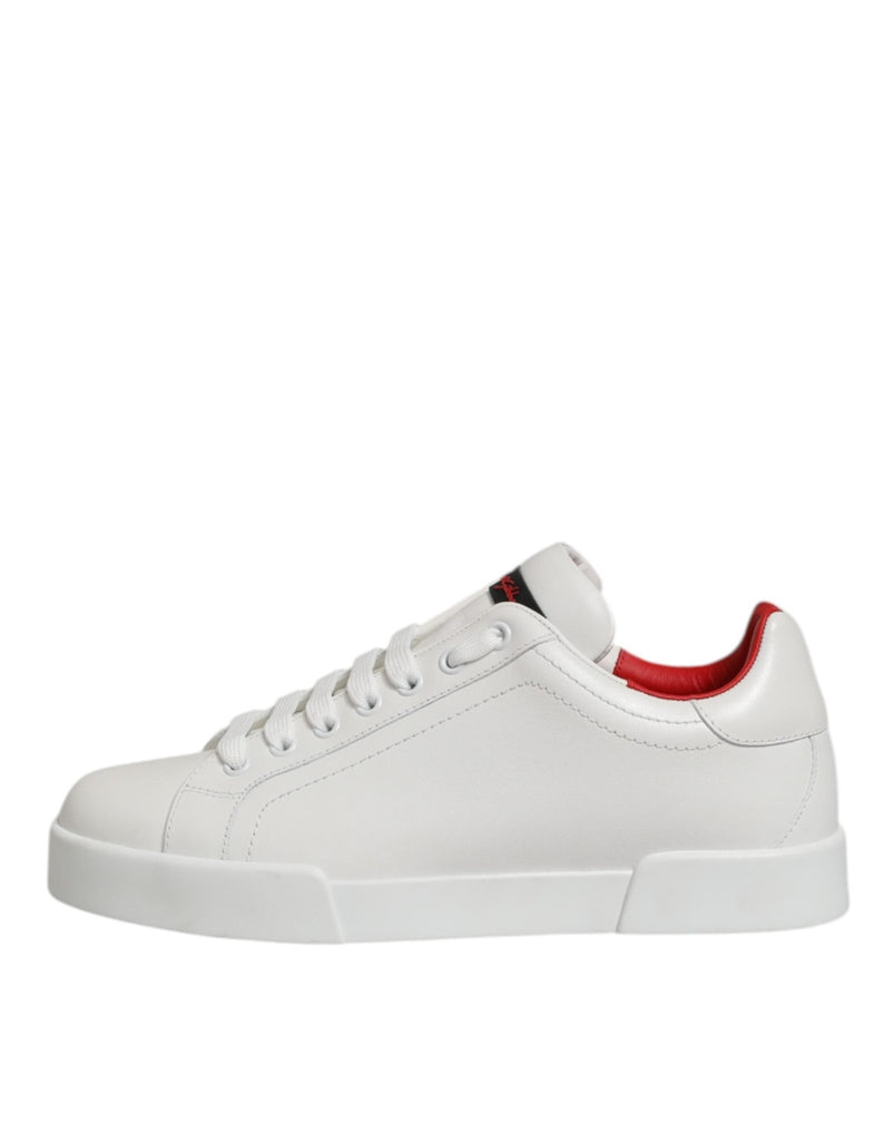Dolce & Gabbana White Leather Lace Up Low Top Sneakers Shoes - Beyzy Store - Dolce & Gabbana