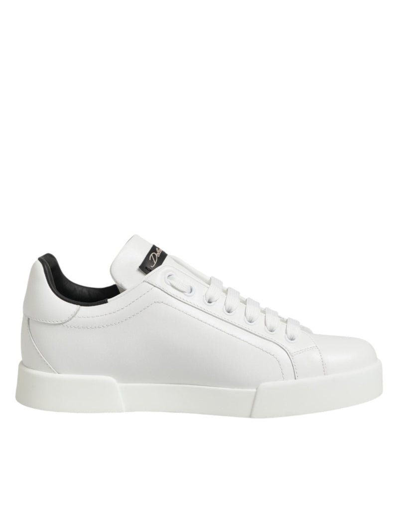 Dolce & Gabbana White Leather Lace Up Low Top Sneakers Shoes - Beyzy Store - Dolce & Gabbana