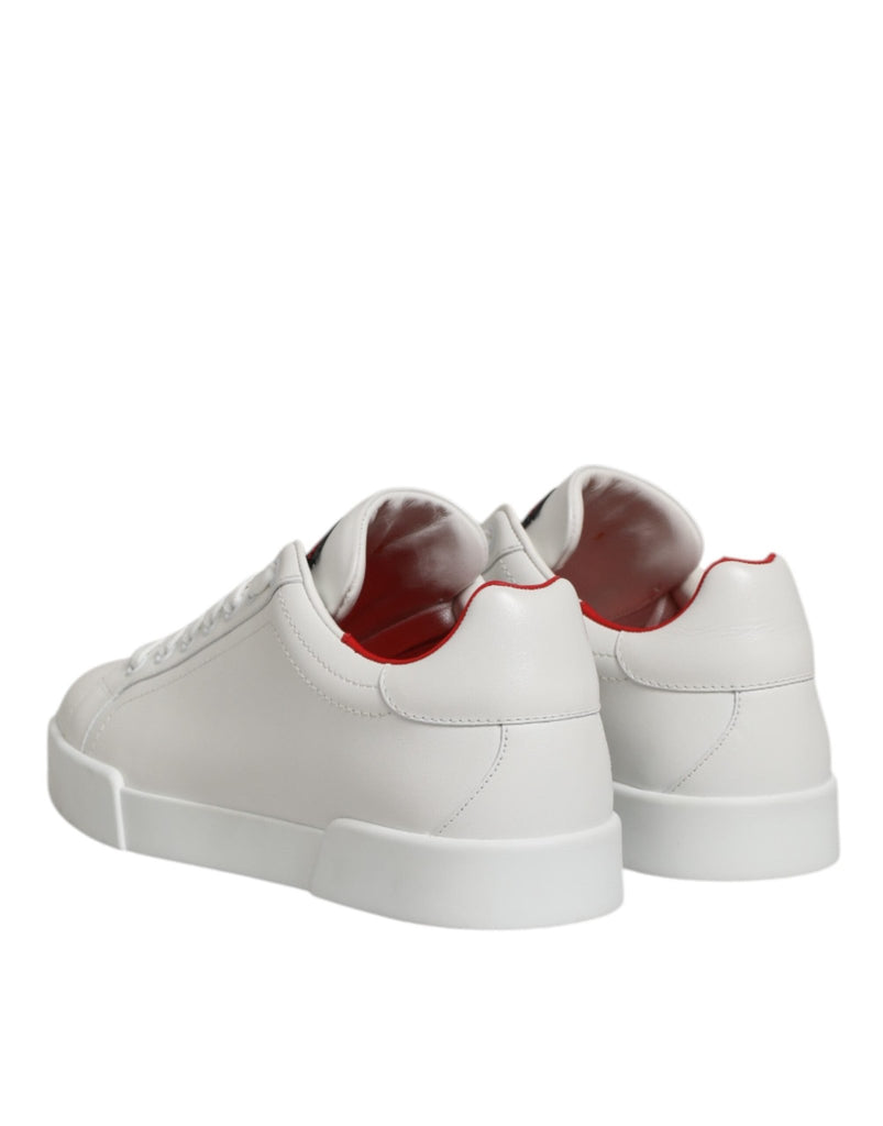 Dolce & Gabbana White Leather Lace Up Low Top Sneakers Shoes - Beyzy Store - Dolce & Gabbana