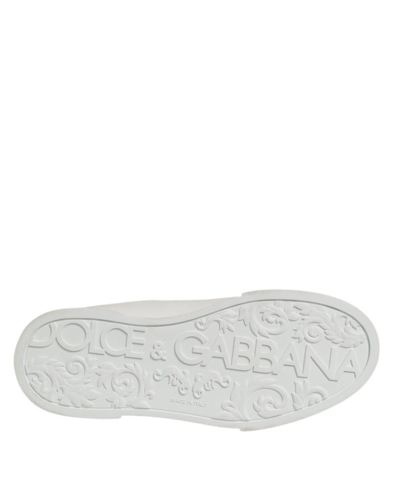 Dolce & Gabbana White Leather Lace Up Low Top Sneakers Shoes - Beyzy Store - Dolce & Gabbana