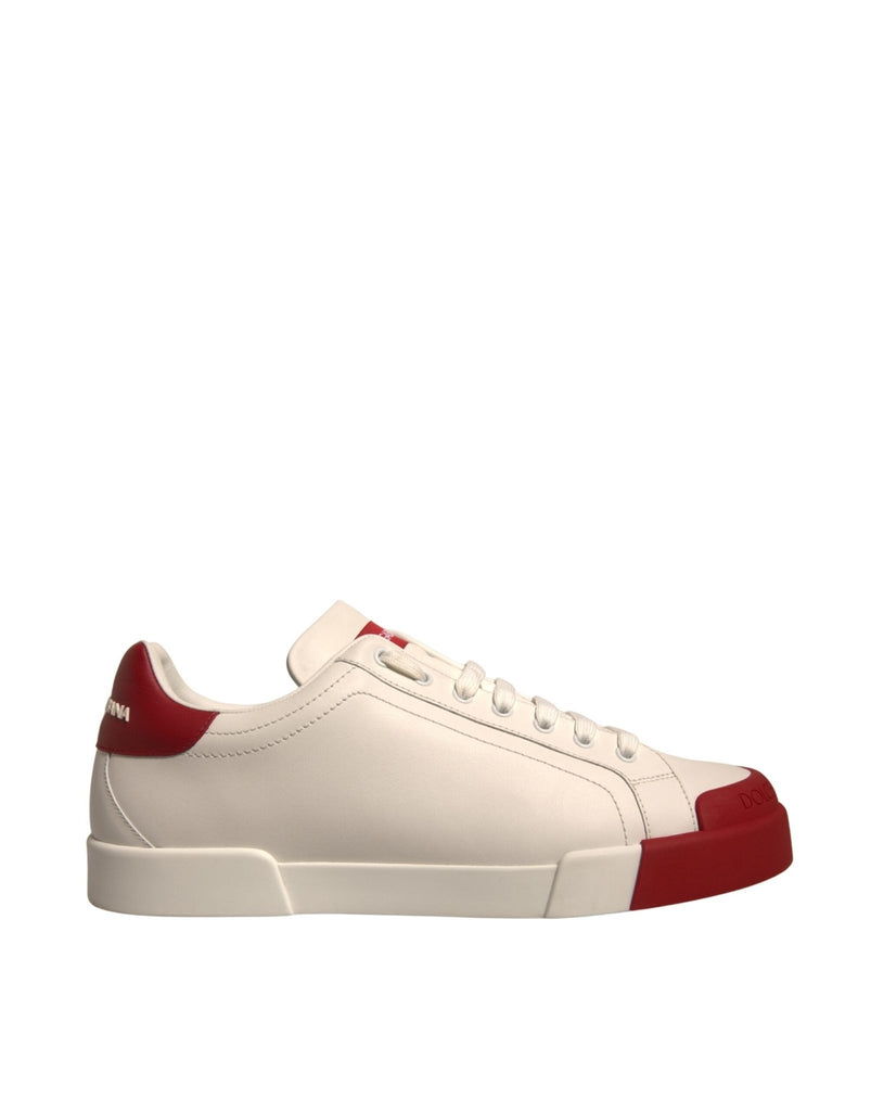 Dolce & Gabbana White Leather Logo Portofino Sneakers Shoes - Beyzy Store - Dolce & Gabbana