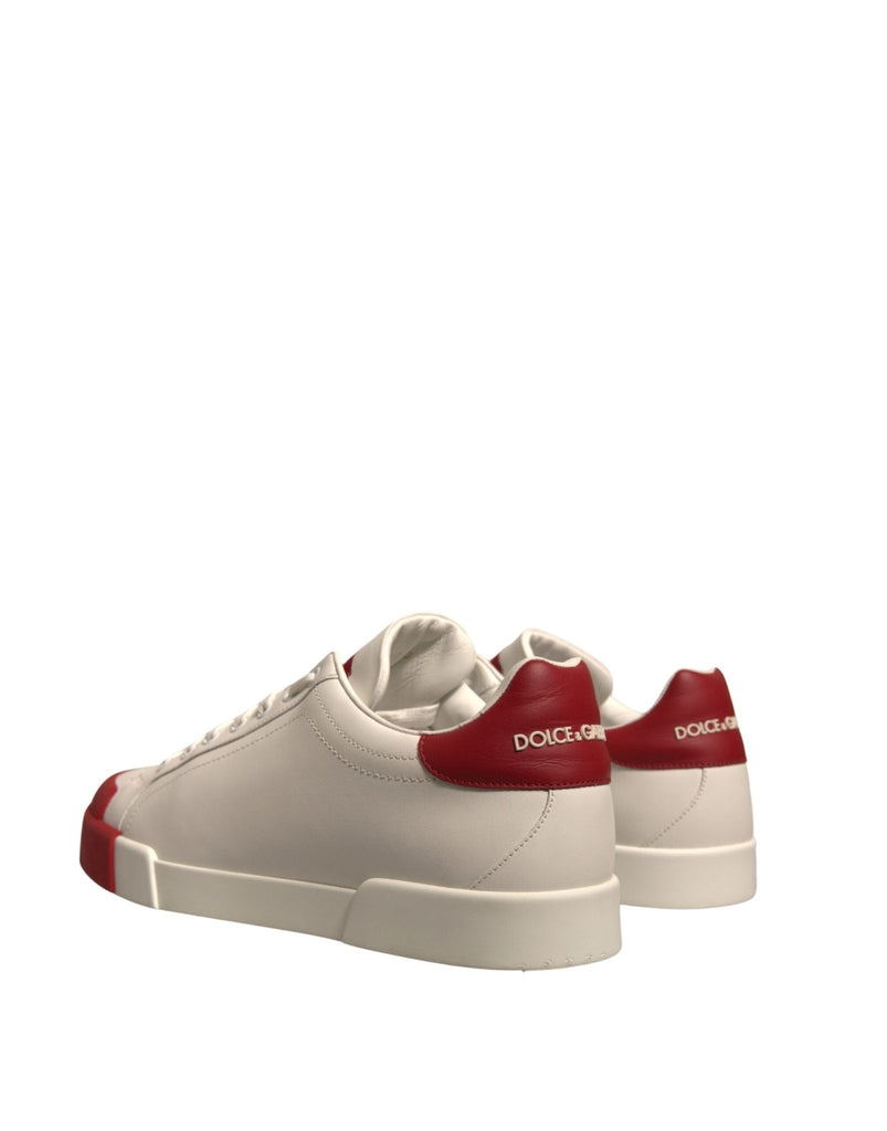 Dolce & Gabbana White Leather Logo Portofino Sneakers Shoes - Beyzy Store - Dolce & Gabbana