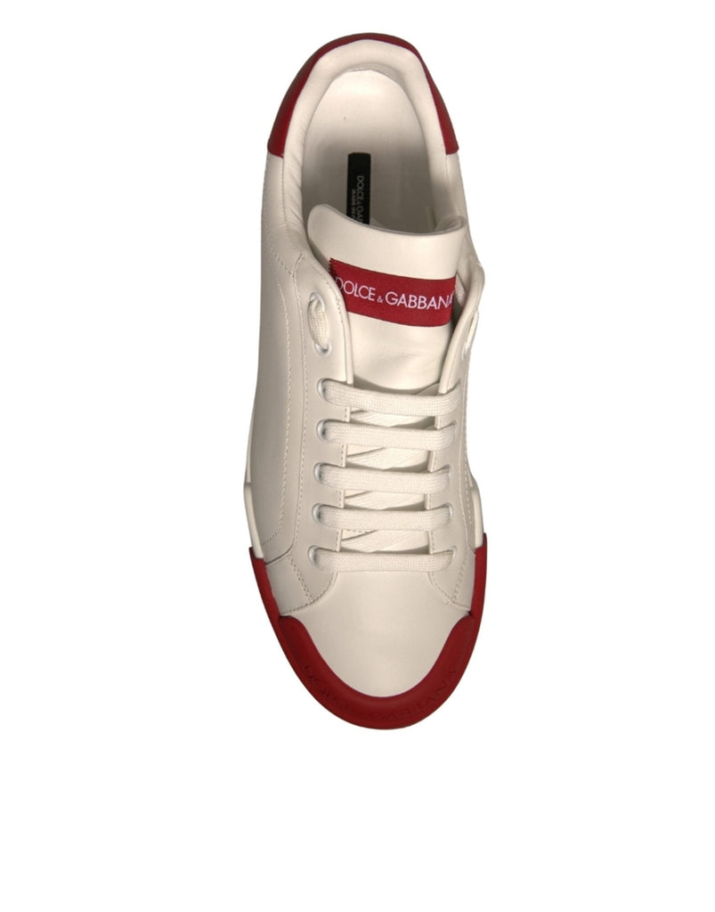 Dolce & Gabbana White Leather Logo Portofino Sneakers Shoes - Beyzy Store - Dolce & Gabbana