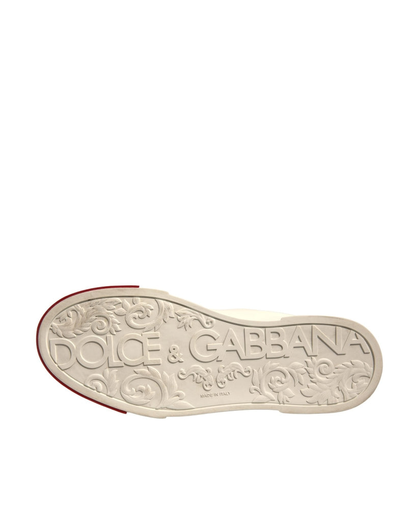 Dolce & Gabbana White Leather Logo Portofino Sneakers Shoes - Beyzy Store - Dolce & Gabbana