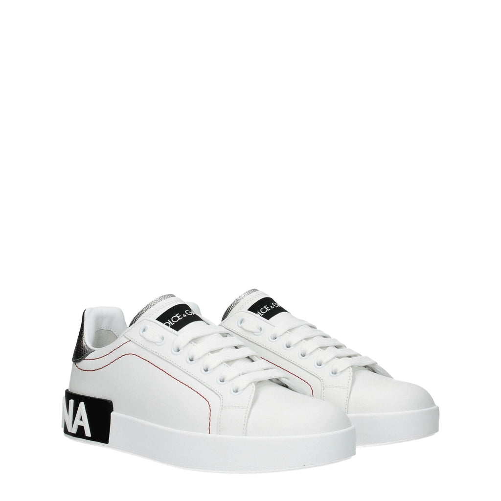 Dolce & Gabbana White Leather Low Tops - Beyzy Store - Dolce & Gabbana