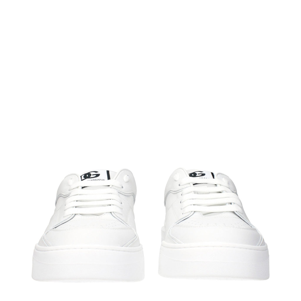 Dolce & Gabbana White Leather Low Tops - Beyzy Store - Dolce & Gabbana