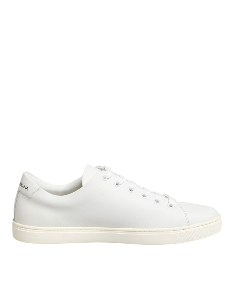 Dolce & Gabbana White Leather Sacre Heart Patch Sneakers Shoes - Beyzy Store - Dolce & Gabbana
