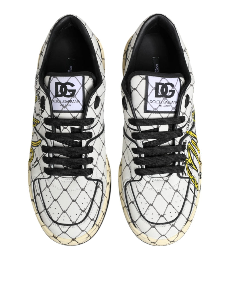 Dolce & Gabbana White Logo Print Low Top Men Sneakers Shoes - Beyzy Store - Dolce & Gabbana