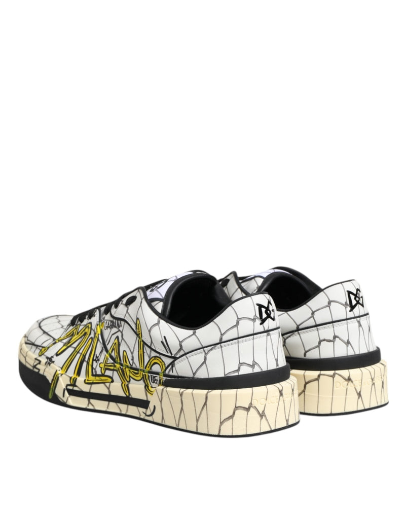 Dolce & Gabbana White Logo Print Low Top Men Sneakers Shoes - Beyzy Store - Dolce & Gabbana