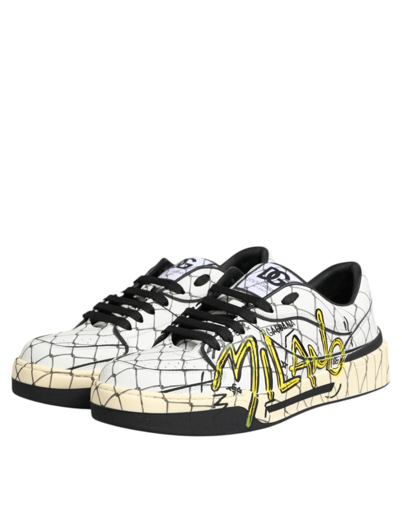 Dolce & Gabbana White Logo Print Low Top Men Sneakers Shoes - Beyzy Store - Dolce & Gabbana