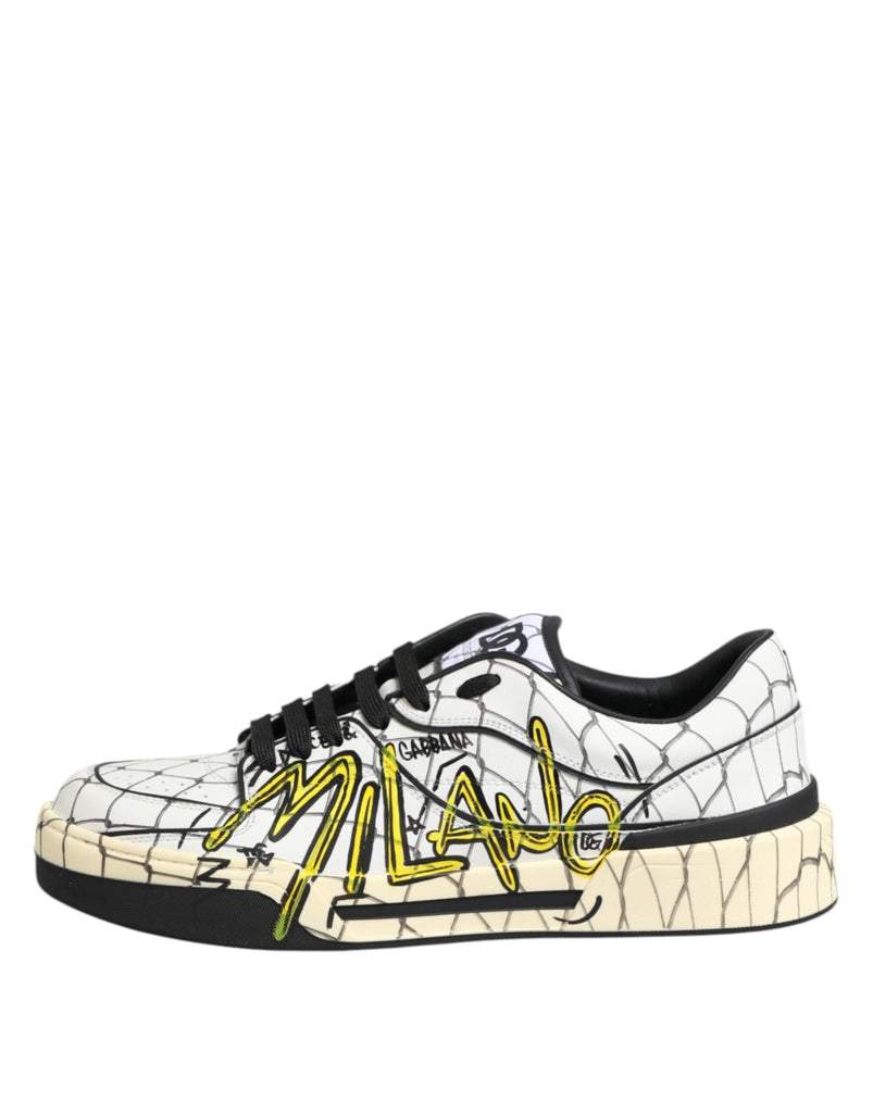 Dolce & Gabbana White Logo Print Low Top Men Sneakers Shoes - Beyzy Store - Dolce & Gabbana
