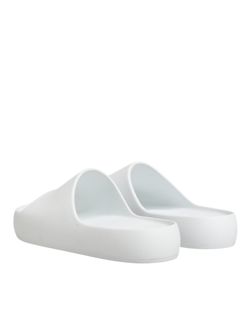 Dolce & Gabbana White Logo Slides Sandals Men Beachwear Shoes - Beyzy Store - Dolce & Gabbana