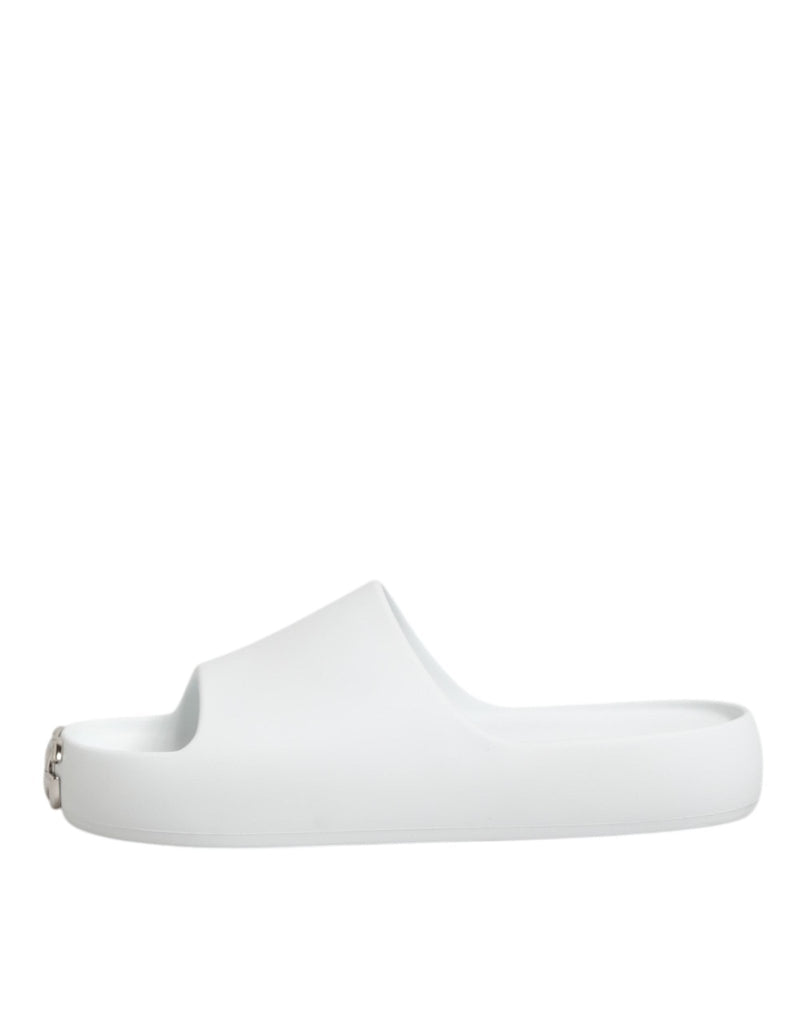 Dolce & Gabbana White Logo Slides Sandals Men Beachwear Shoes - Beyzy Store - Dolce & Gabbana