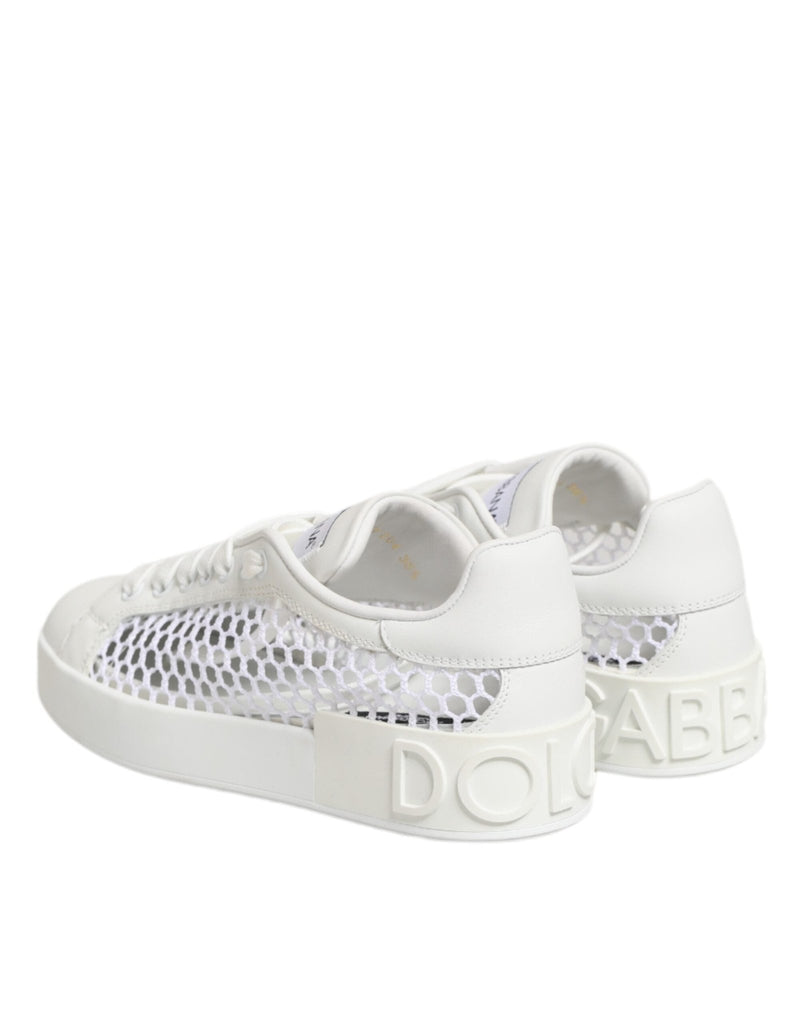 Dolce & Gabbana White Mesh Inserts Low Top Sneakers Shoes - Beyzy Store - Dolce & Gabbana