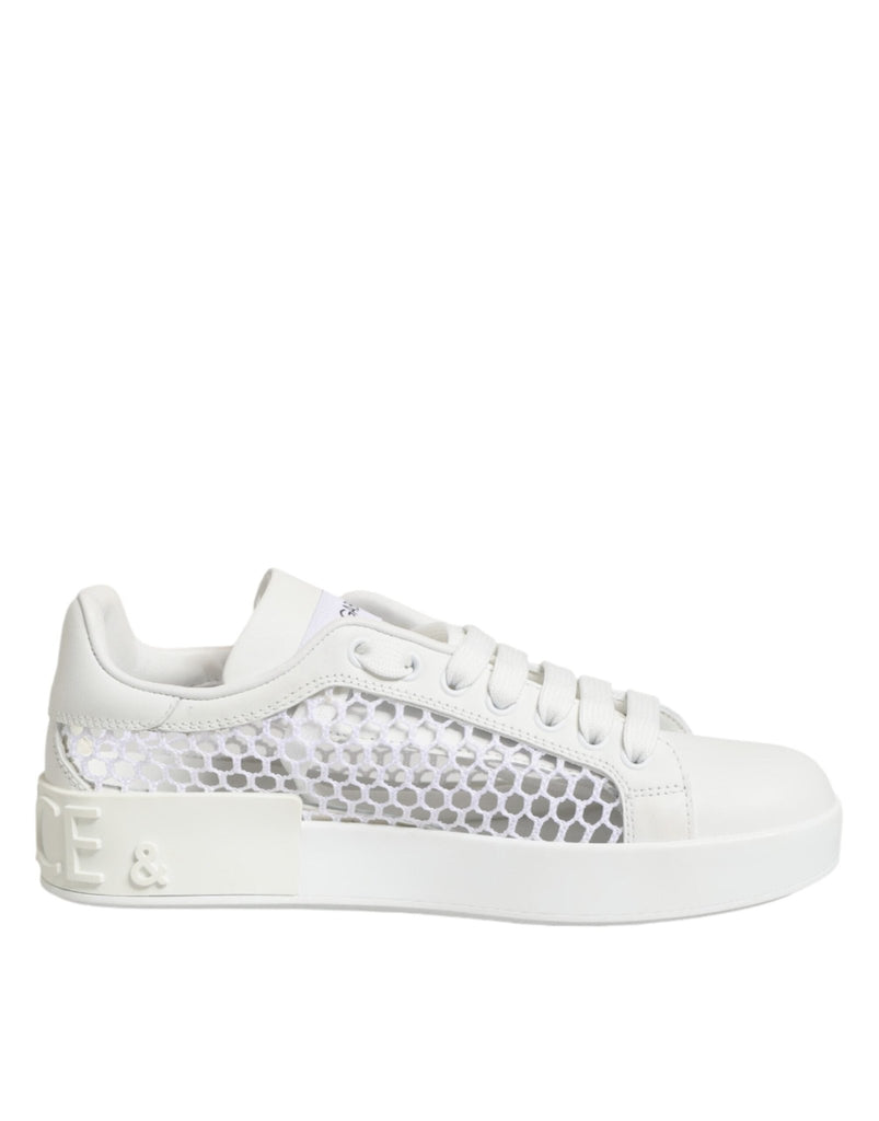 Dolce & Gabbana White Mesh Inserts Low Top Sneakers Shoes - Beyzy Store - Dolce & Gabbana