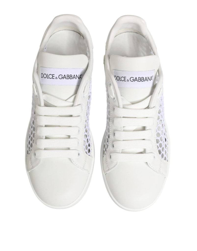 Dolce & Gabbana White Mesh Inserts Low Top Sneakers Shoes - Beyzy Store - Dolce & Gabbana