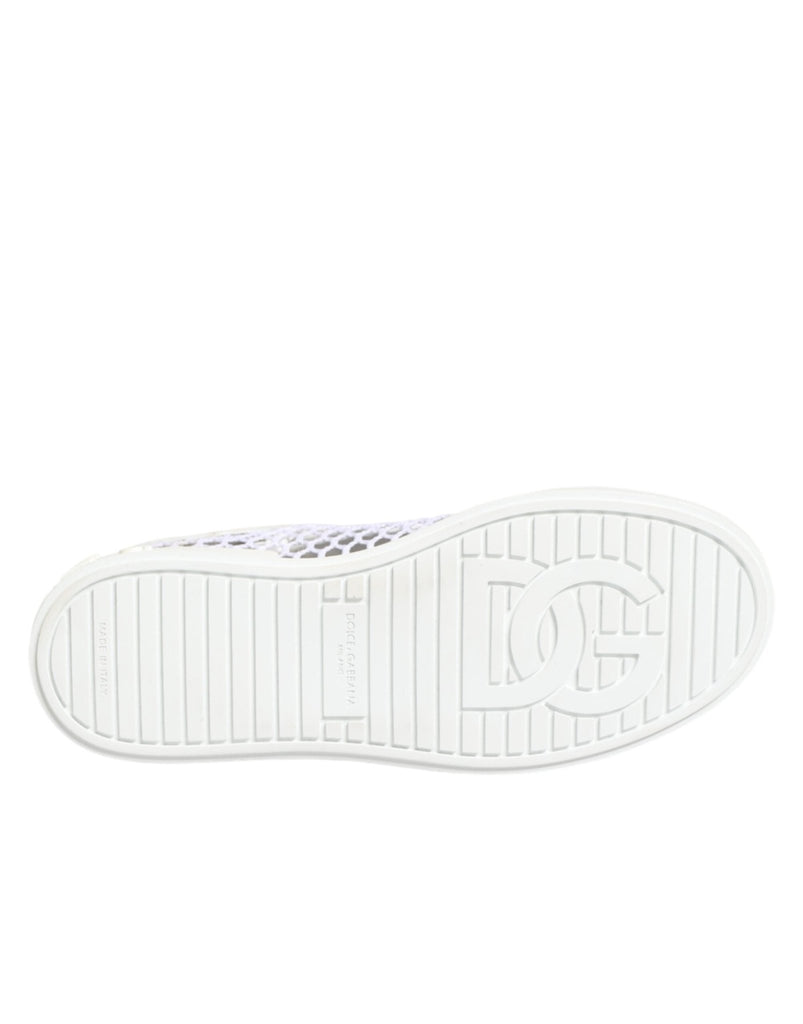 Dolce & Gabbana White Mesh Inserts Low Top Sneakers Shoes - Beyzy Store - Dolce & Gabbana