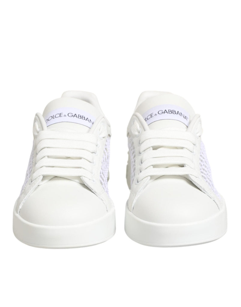 Dolce & Gabbana White Mesh Inserts Low Top Sneakers Shoes - Beyzy Store - Dolce & Gabbana