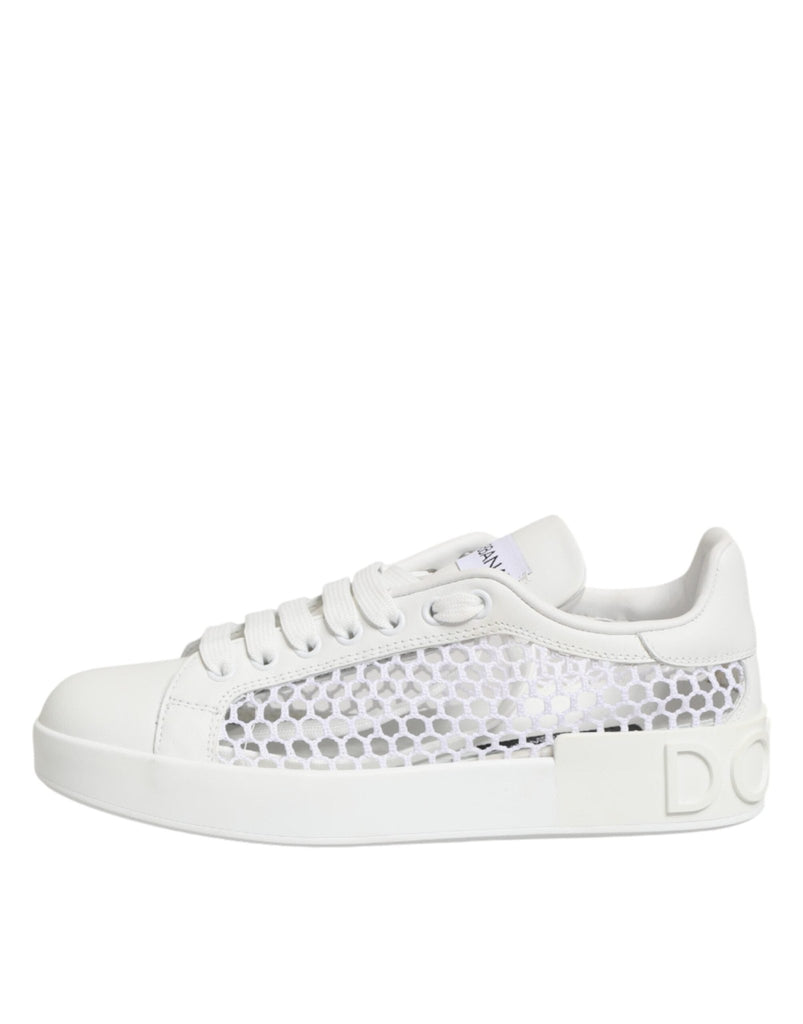 Dolce & Gabbana White Mesh Inserts Low Top Sneakers Shoes - Beyzy Store - Dolce & Gabbana