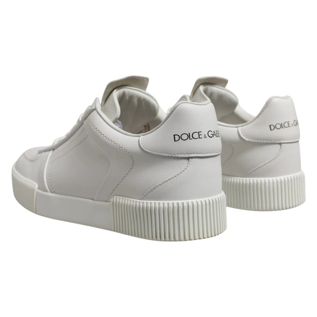 Dolce & Gabbana White Miami Leather Low Top Men Sneakers Shoes - Beyzy Store - Dolce & Gabbana