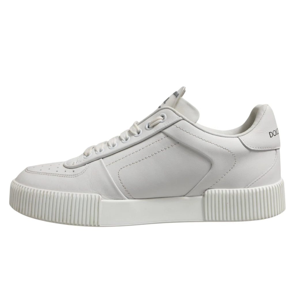 Dolce & Gabbana White Miami Leather Low Top Men Sneakers Shoes - Beyzy Store - Dolce & Gabbana