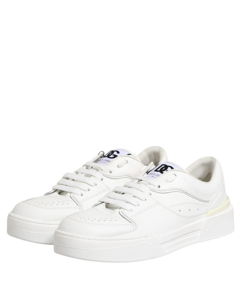 Dolce & Gabbana White Miami Leather Low Top Sneakers Shoes - Beyzy Store - Dolce & Gabbana