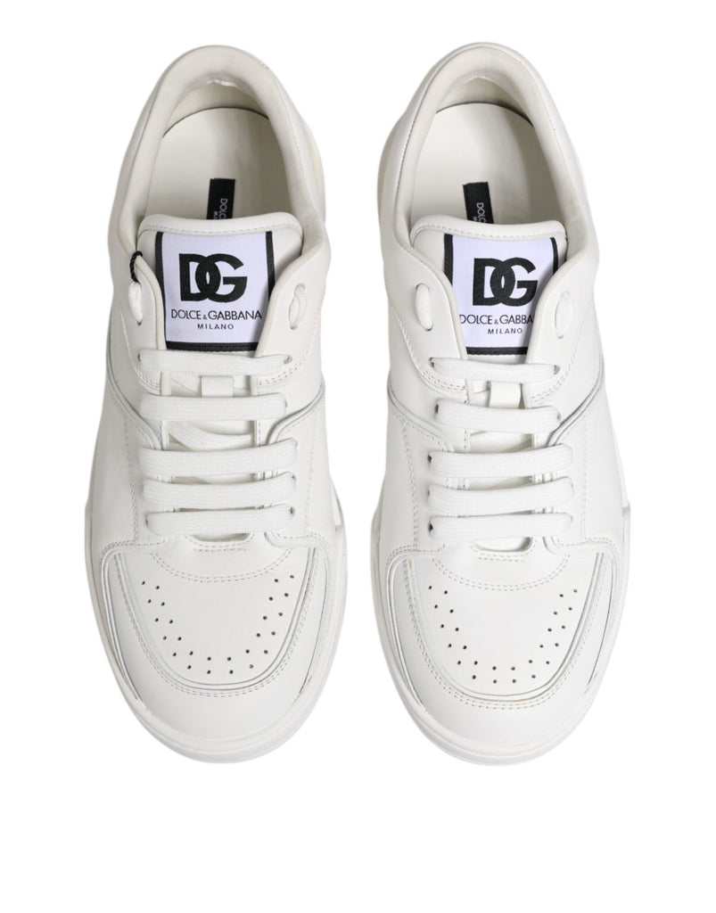 Dolce & Gabbana White Miami Leather Low Top Sneakers Shoes - Beyzy Store - Dolce & Gabbana