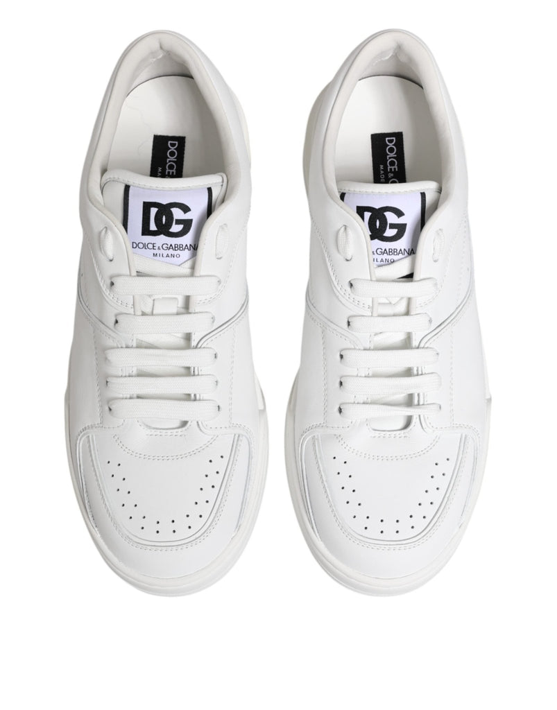 Dolce & Gabbana White Miami Leather Low Top Sneakers Shoes - Beyzy Store - Dolce & Gabbana
