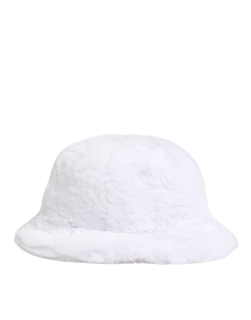 Dolce & Gabbana White Modacrylic Fur Bucket Men Capello Hat - Beyzy Store - Dolce & Gabbana