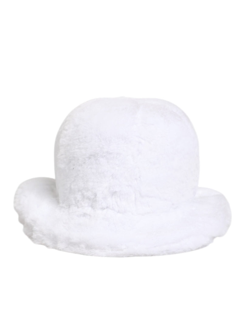 Dolce & Gabbana White Modacrylic Fur Bucket Men Capello Hat - Beyzy Store - Dolce & Gabbana