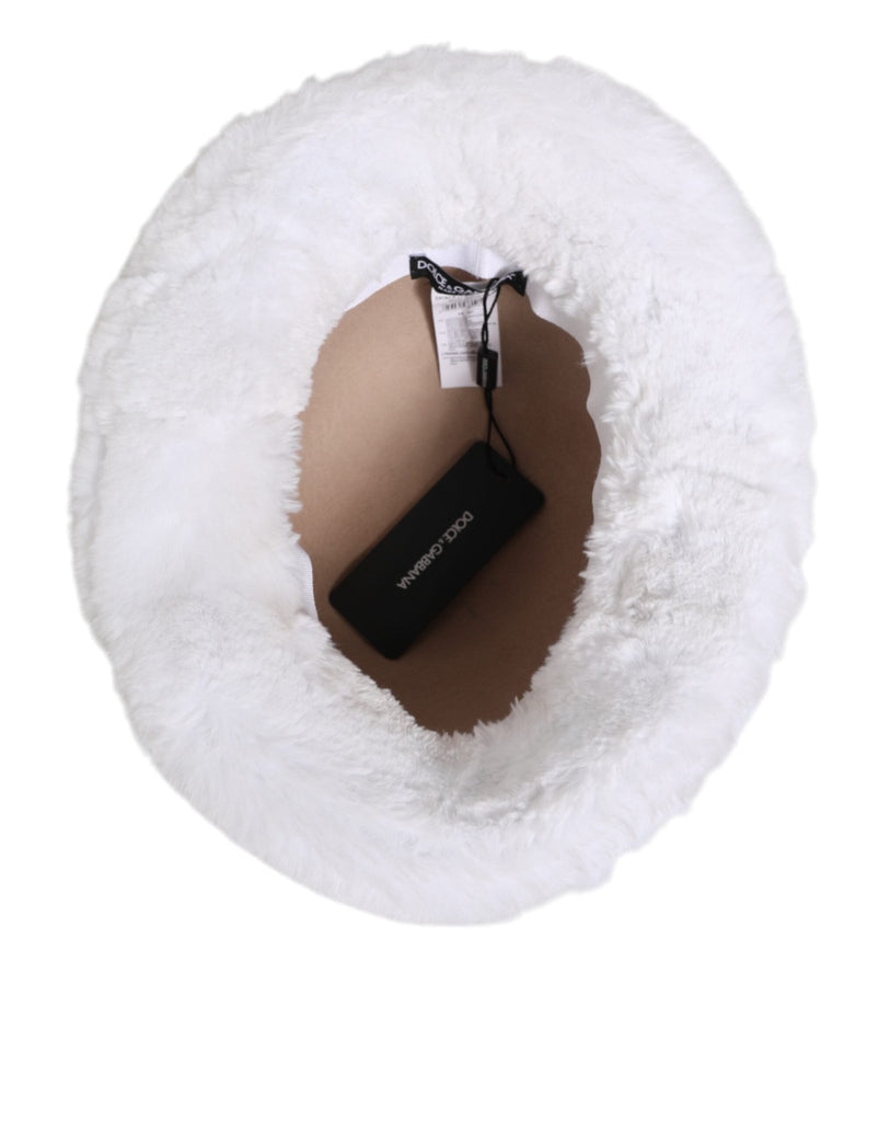 Dolce & Gabbana White Modacrylic Fur Bucket Men Capello Hat - Beyzy Store - Dolce & Gabbana