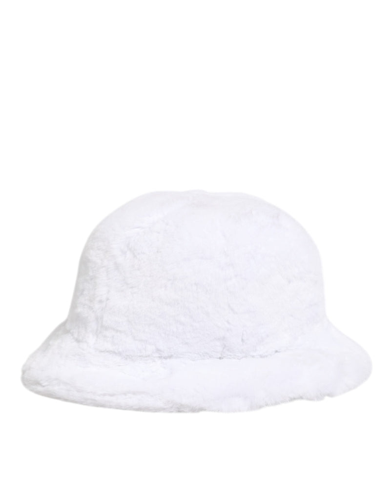 Dolce & Gabbana White Modacrylic Fur Bucket Men Capello Hat - Beyzy Store - Dolce & Gabbana