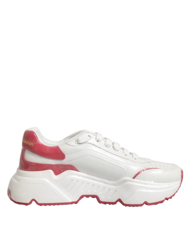 Dolce & Gabbana White Pink Daymaster Low Top Sneakers Shoes - Beyzy Store - Dolce & Gabbana