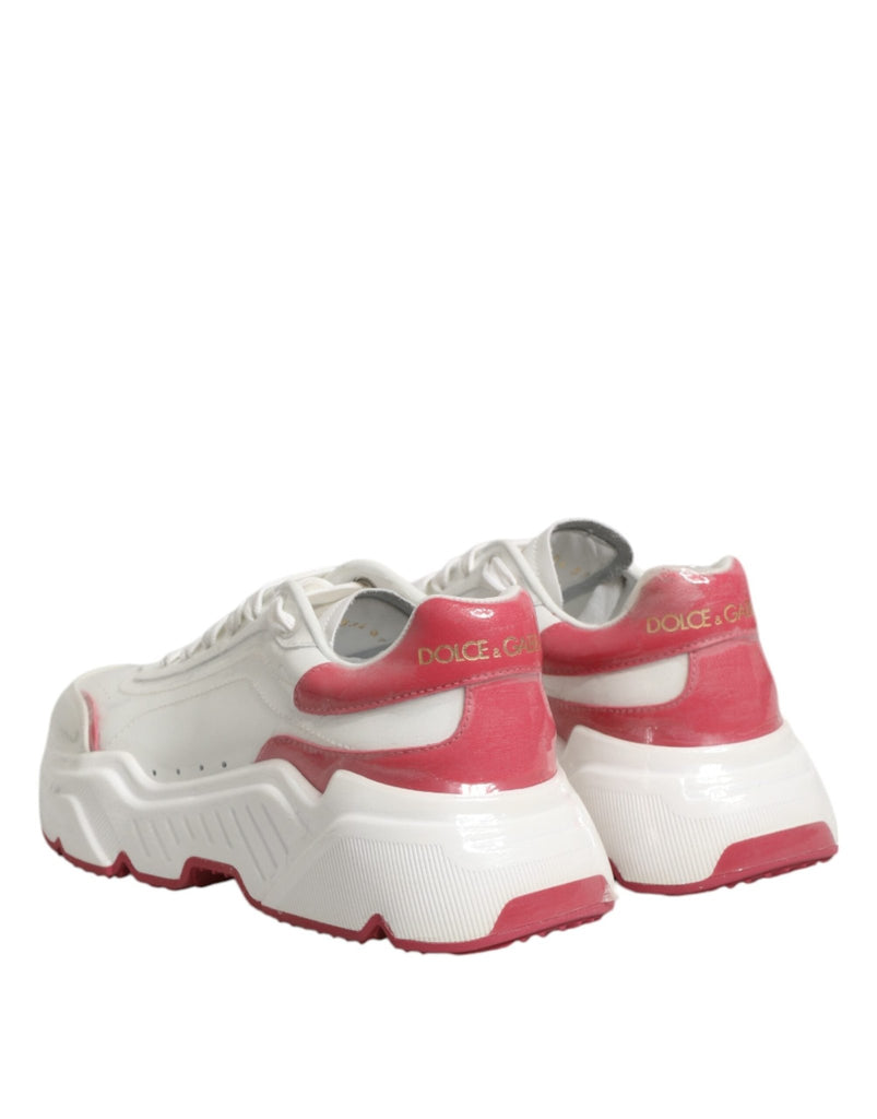 Dolce & Gabbana White Pink Daymaster Low Top Sneakers Shoes - Beyzy Store - Dolce & Gabbana