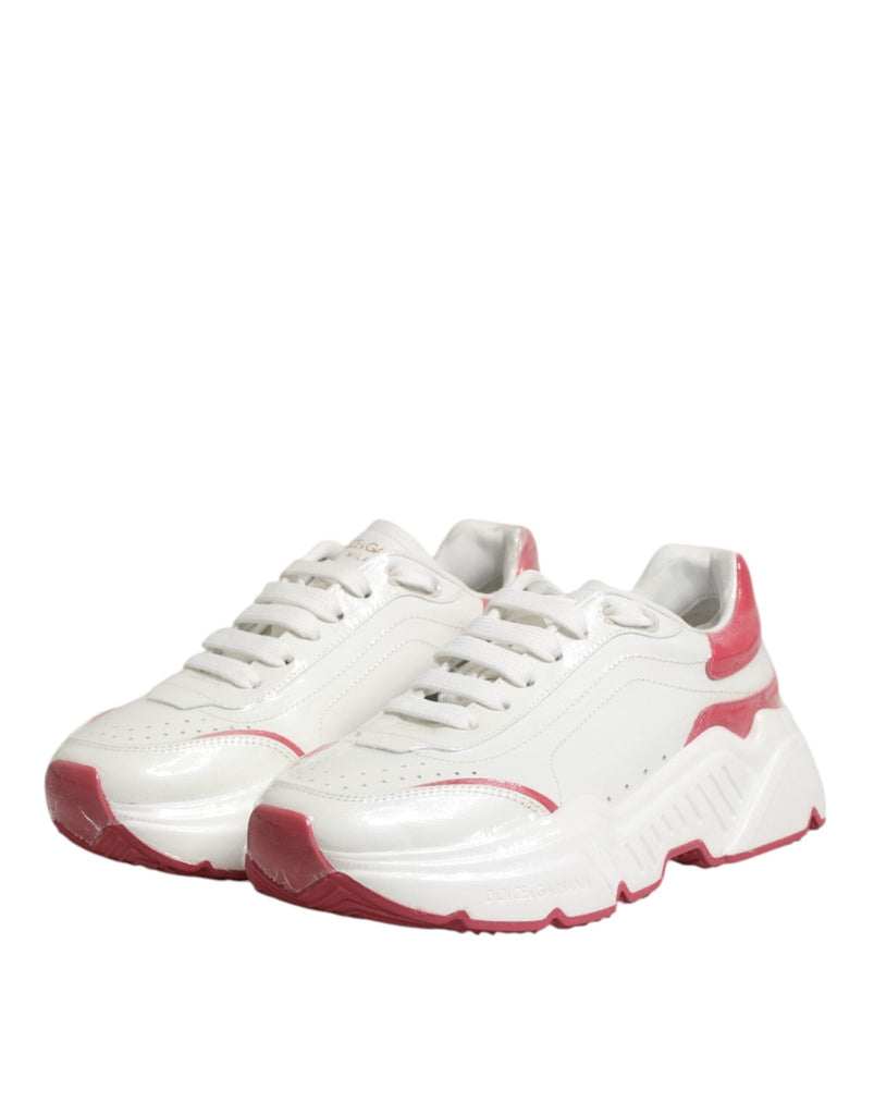 Dolce & Gabbana White Pink Daymaster Low Top Sneakers Shoes - Beyzy Store - Dolce & Gabbana