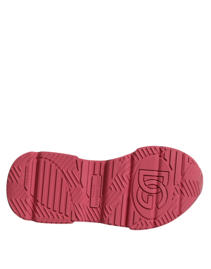 Dolce & Gabbana White Pink Daymaster Low Top Sneakers Shoes - Beyzy Store - Dolce & Gabbana