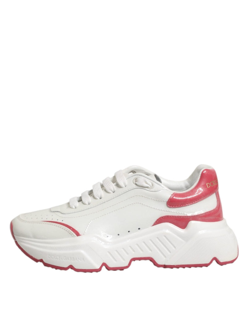 Dolce & Gabbana White Pink Daymaster Low Top Sneakers Shoes - Beyzy Store - Dolce & Gabbana