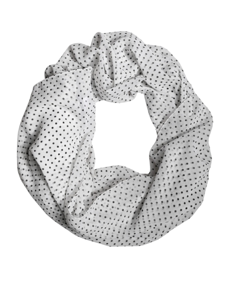 Dolce & Gabbana White Polka Dots Polyester Wrap Shawl Scarf - Beyzy Store - Dolce & Gabbana