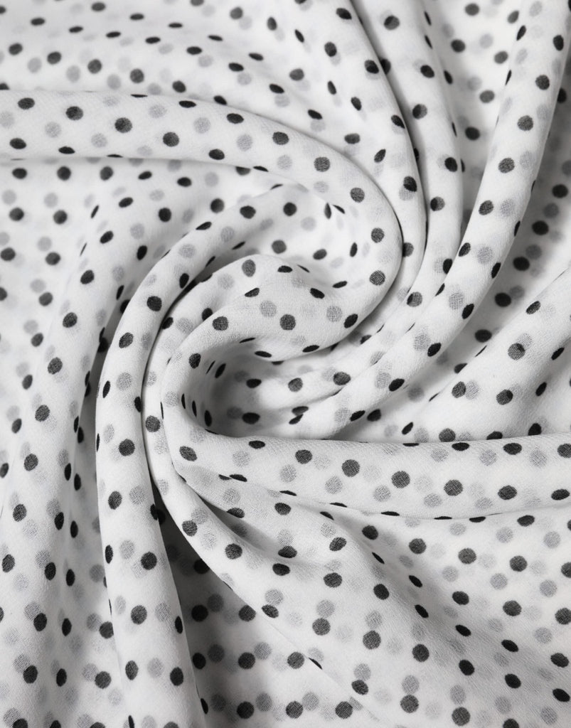 Dolce & Gabbana White Polka Dots Polyester Wrap Shawl Scarf - Beyzy Store - Dolce & Gabbana