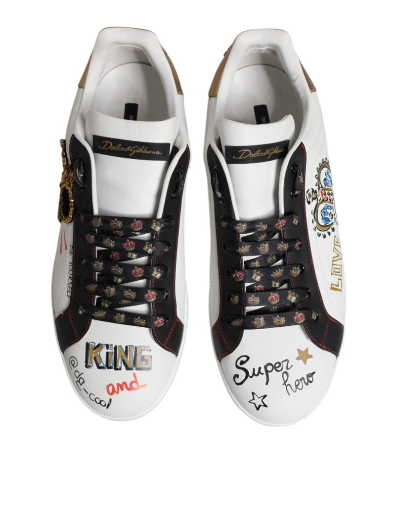 Dolce & Gabbana White Portofino Crown Men Sneakers Shoes - Beyzy Store - Dolce & Gabbana