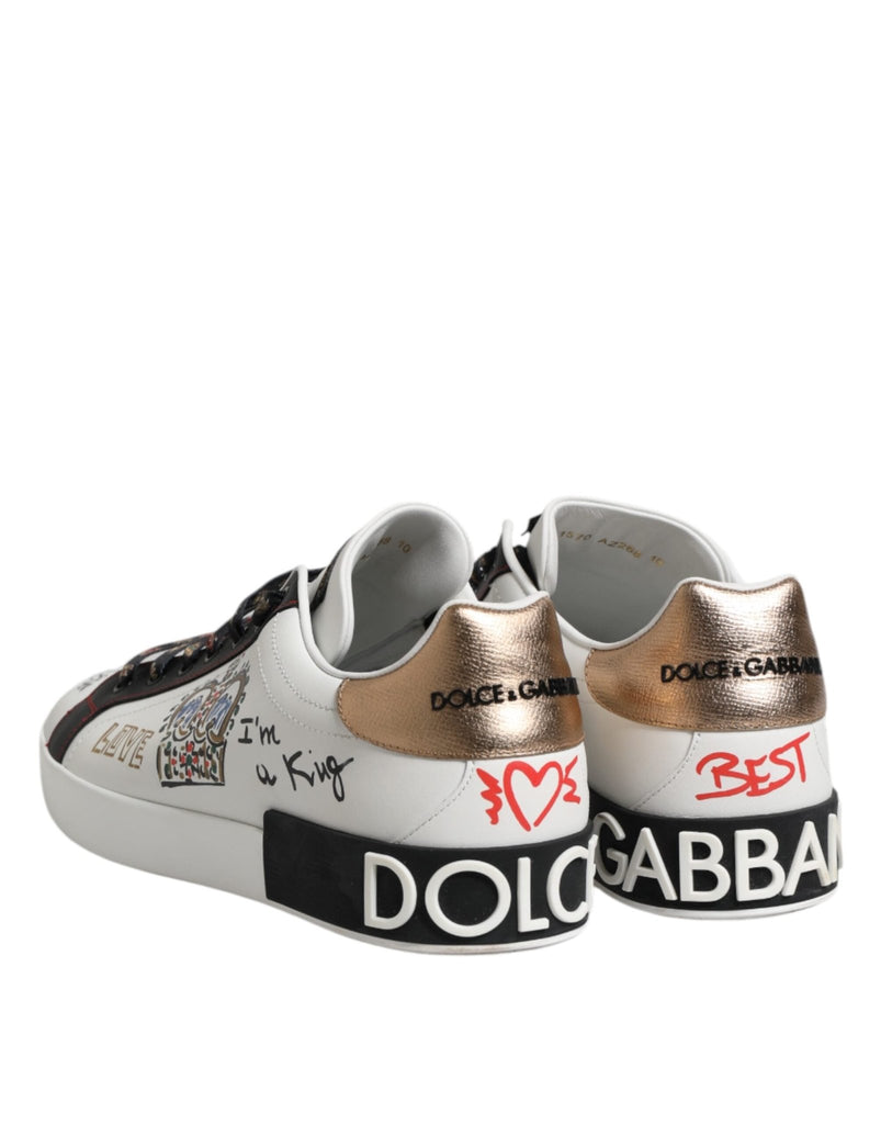 Dolce & Gabbana White Portofino Crown Men Sneakers Shoes - Beyzy Store - Dolce & Gabbana