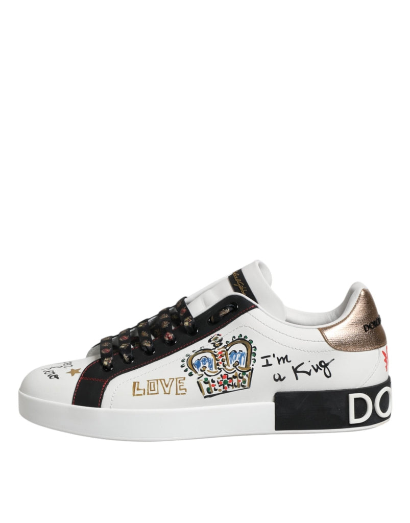 Dolce & Gabbana White Portofino Crown Men Sneakers Shoes - Beyzy Store - Dolce & Gabbana