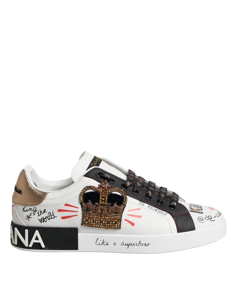 Dolce & Gabbana White Portofino Crown Men Sneakers Shoes - Beyzy Store - Dolce & Gabbana