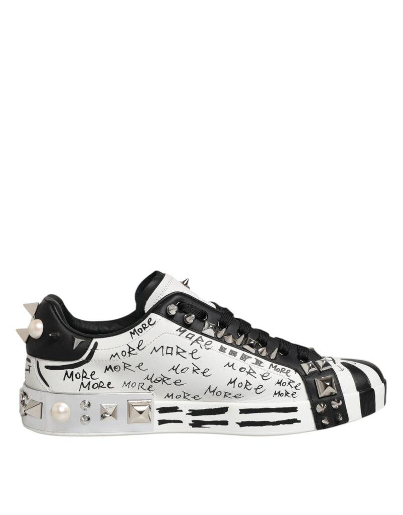 Dolce & Gabbana White Portofino Studded Men Sneakers Shoes - Beyzy Store - Dolce & Gabbana