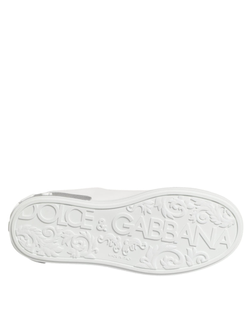 Dolce & Gabbana White Purple Leather Low Top Sneakers Shoes - Beyzy Store - Dolce & Gabbana