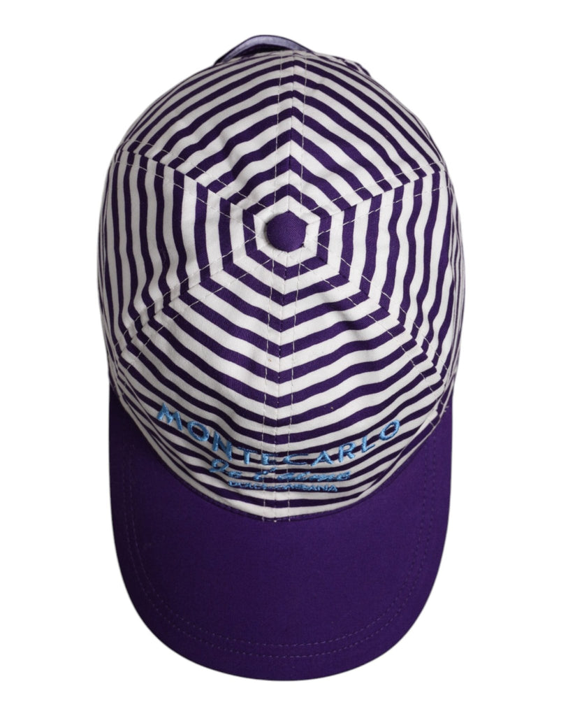 Dolce & Gabbana White Purple Stripe Cotton Women Baseball Cap - Beyzy Store - Dolce & Gabbana