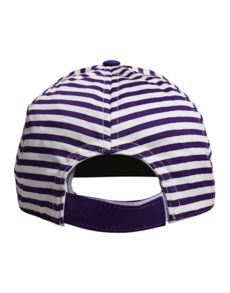 Dolce & Gabbana White Purple Stripe Cotton Women Baseball Cap - Beyzy Store - Dolce & Gabbana