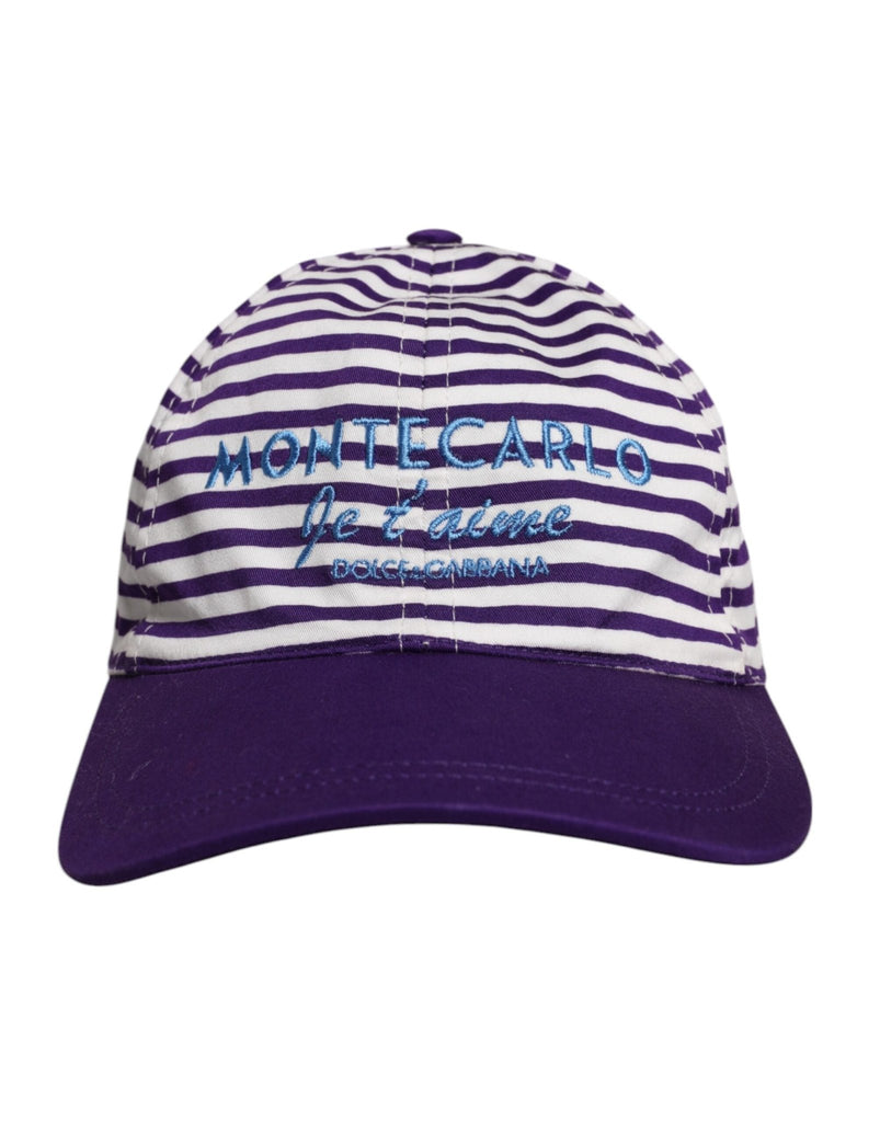 Dolce & Gabbana White Purple Stripe Cotton Women Baseball Cap - Beyzy Store - Dolce & Gabbana